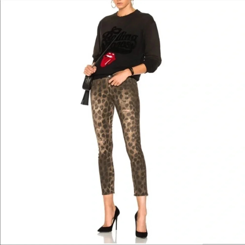 R13 Kate leopard distressed denim